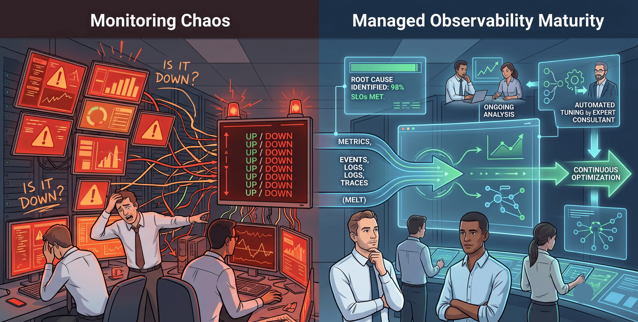 Read more about the article The Difference Between Monitoring and Managed Observability
